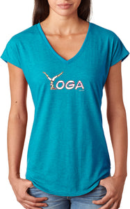 Yoga Spelling Triblend V-neck Yoga Tee Shirt - Yoga Clothing for You