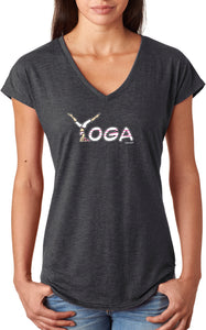 Yoga Spelling Triblend V-neck Yoga Tee Shirt - Yoga Clothing for You