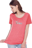 Yoga Spelling Striped Multi-Contrast Yoga Tee Shirt - Yoga Clothing for You