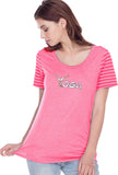 Yoga Spelling Striped Multi-Contrast Yoga Tee Shirt - Yoga Clothing for You