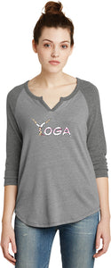 Yoga Spelling 3/4 Sleeve Vintage Yoga Tee Shirt - Yoga Clothing for You