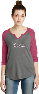 Yoga Spelling 3/4 Sleeve Vintage Yoga Tee Shirt - Yoga Clothing for You