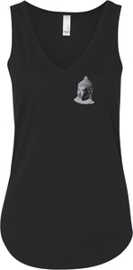 Buddha Pocket Print Flowy V-Neck Yoga Tank Top - Yoga Clothing for You