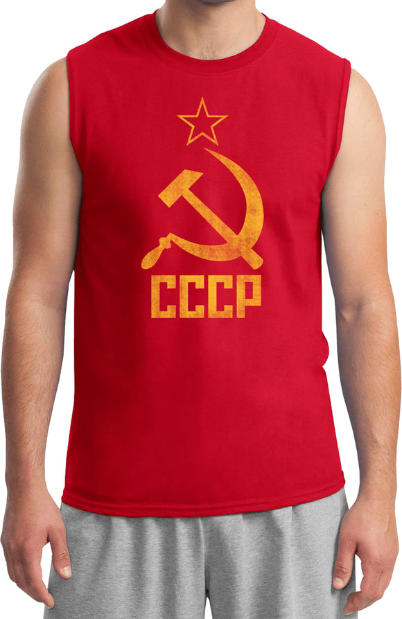 Soviet Union T-shirt Distressed CCCP Muscle Tee - Yoga Clothing for You