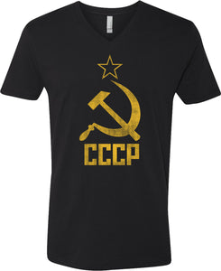 Soviet Union T-shirt Distressed CCCP V-Neck - Yoga Clothing for You