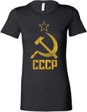 Ladies Soviet Union T-shirt Distressed CCCP Longer Length Tee - Yoga Clothing for You