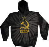 Soviet Union Hoodie Distressed CCCP Tie Dye Hoody - Yoga Clothing for You