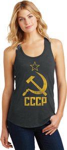 Ladies Soviet Union Tank Top Distressed CCCP Racerback - Yoga Clothing for You