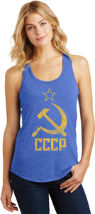 Ladies Soviet Union Tank Top Distressed CCCP Racerback - Yoga Clothing for You