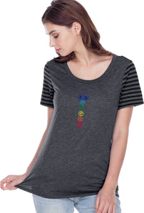 Colored Chakras Striped Multi-Contrast Yoga Tee Shirt - Yoga Clothing for You