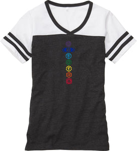 Colored Chakras Powder Puff Yoga Tee Shirt - Yoga Clothing for You