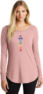 Colored Chakras Triblend Long Sleeve Tunic Yoga Shirt - Yoga Clothing for You