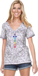 Colored Chakras Burnout V-neck Yoga Tee Shirt - Yoga Clothing for You