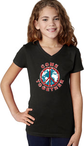 Girls Peace T-shirt Come Together V-Neck - Yoga Clothing for You