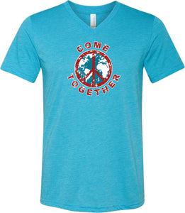 Peace T-shirt Come Together Tri Blend V-Neck - Yoga Clothing for You