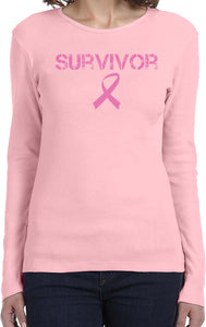 Ladies Breast Cancer T-shirt Survivor Long Sleeve - Yoga Clothing for You