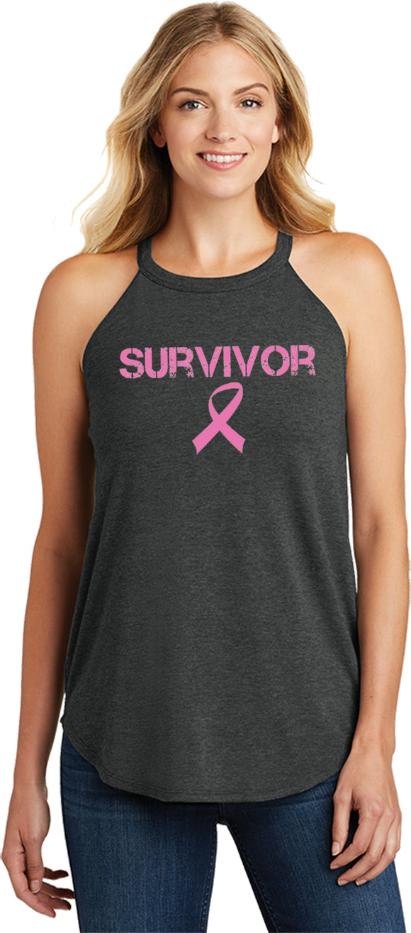 Ladies Breast Cancer Tank Top Survivor Tri Rocker Tanktop - Yoga Clothing for You