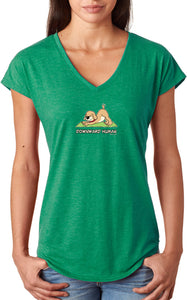 Downward Human Triblend V-neck Yoga Tee Shirt - Yoga Clothing for You