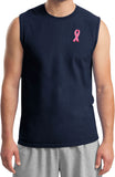 Breast Cancer T-shirt Embroidered Pink Ribbon Muscle Tee - Yoga Clothing for You