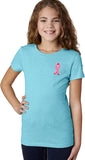 Girls Breast Cancer T-shirt Embroidered Pink Ribbon Pocket Print - Yoga Clothing for You