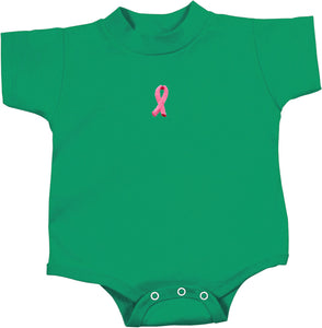 Breast Cancer Infant Romper Embroidered Pink Ribbon Small Print - Yoga Clothing for You