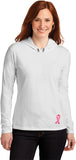 Ladies Breast Cancer Tee Embroidered Ribbon Bottom Hooded Shirt - Yoga Clothing for You