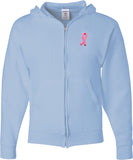 Breast Cancer Full Zip Hoodie Embroidered Ribbon Pocket Print - Yoga Clothing for You