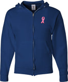 Breast Cancer Full Zip Hoodie Embroidered Ribbon Pocket Print - Yoga Clothing for You