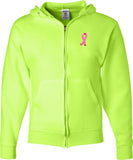 Breast Cancer Full Zip Hoodie Embroidered Ribbon Pocket Print - Yoga Clothing for You