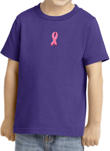 Breast Cancer Toddler T-shirt Embroidered Ribbon Small Print - Yoga Clothing for You