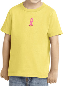 Breast Cancer Toddler T-shirt Embroidered Ribbon Small Print - Yoga Clothing for You