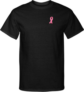 Breast Cancer T-shirt Embroidered Ribbon Pocket Print Tall Tee - Yoga Clothing for You