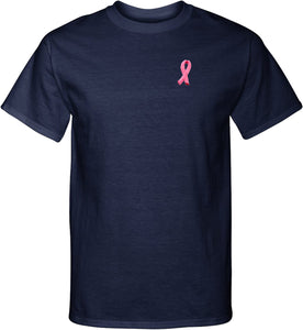 Breast Cancer T-shirt Embroidered Ribbon Pocket Print Tall Tee - Yoga Clothing for You