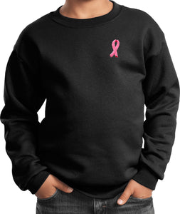 Kids Breast Cancer Sweatshirt Embroidered Pink Ribbon - Yoga Clothing for You