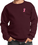 Kids Breast Cancer Sweatshirt Embroidered Pink Ribbon - Yoga Clothing for You