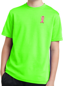 Kids Breast Cancer Tee Embroidered Pink Ribbon Dry Wicking Shirt - Yoga Clothing for You