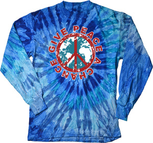 Peace T-shirt Give Peace a Chance Long Sleeve Tie Dye - Yoga Clothing for You