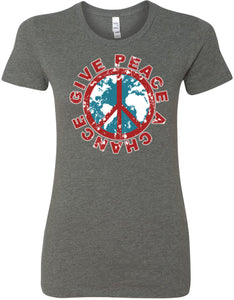 Ladies Peace T-shirt Give Peace a Chance Longer Length Tee - Yoga Clothing for You