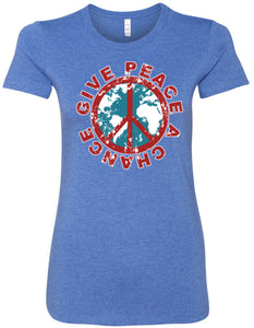 Ladies Peace T-shirt Give Peace a Chance Longer Length Tee - Yoga Clothing for You