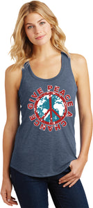 Ladies Peace Tank Top Give Peace a Chance Racerback - Yoga Clothing for You