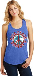 Ladies Peace Tank Top Give Peace a Chance Racerback - Yoga Clothing for You