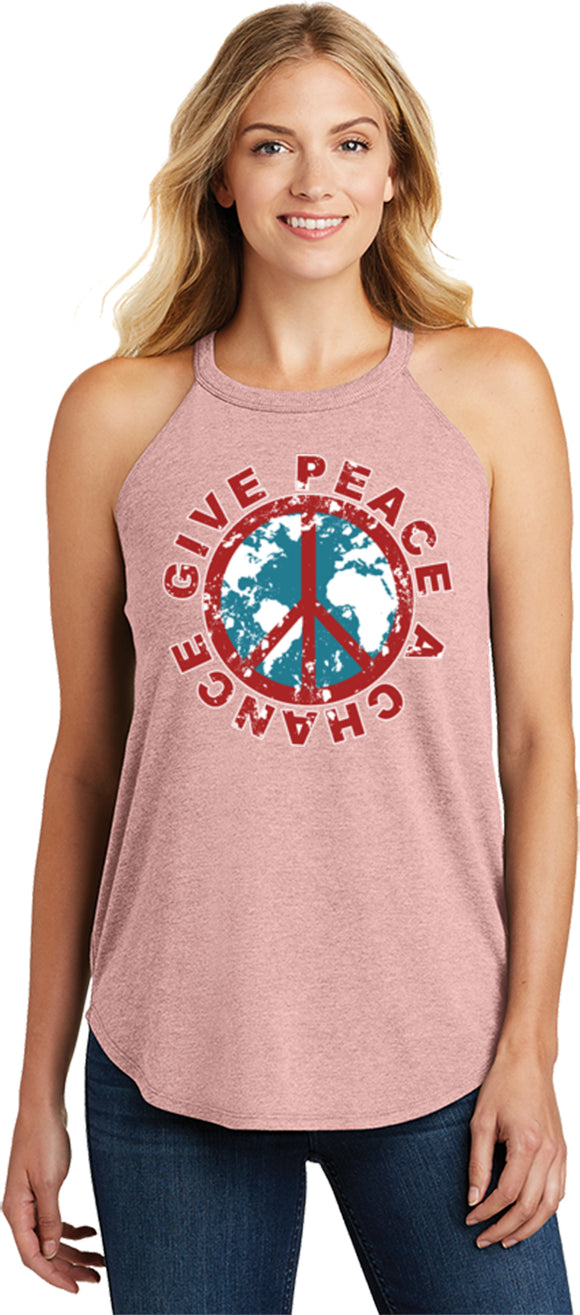 Ladies Peace Tank Top Give Peace a Chance Tri Rocker Tanktop - Yoga Clothing for You