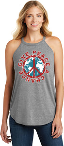 Ladies Peace Tank Top Give Peace a Chance Tri Rocker Tanktop - Yoga Clothing for You