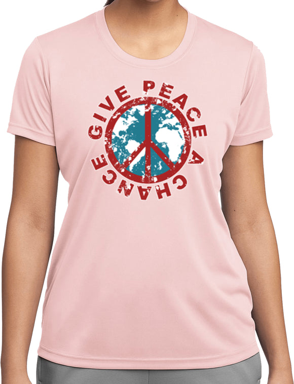 Ladies Peace T-shirt Give Peace a Chance Moisture Wicking Tee - Yoga Clothing for You