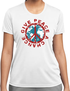 Ladies Peace T-shirt Give Peace a Chance Moisture Wicking Tee - Yoga Clothing for You