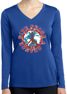 Ladies Peace T-shirt Give Peace a Chance Dry Wicking Long Sleeve - Yoga Clothing for You