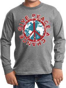 Kids Peace T-shirt Give Peace a Chance Youth Long Sleeve - Yoga Clothing for You