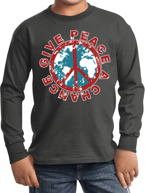 Kids Peace T-shirt Give Peace a Chance Youth Long Sleeve - Yoga Clothing for You