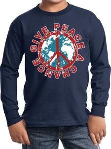 Kids Peace T-shirt Give Peace a Chance Youth Long Sleeve - Yoga Clothing for You