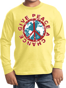 Kids Peace T-shirt Give Peace a Chance Youth Long Sleeve - Yoga Clothing for You